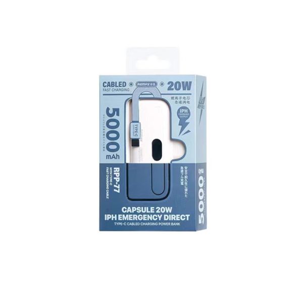 REMAX Power Bank RPP-77 fast charging lightning 5000mAh, bela - BAT2665