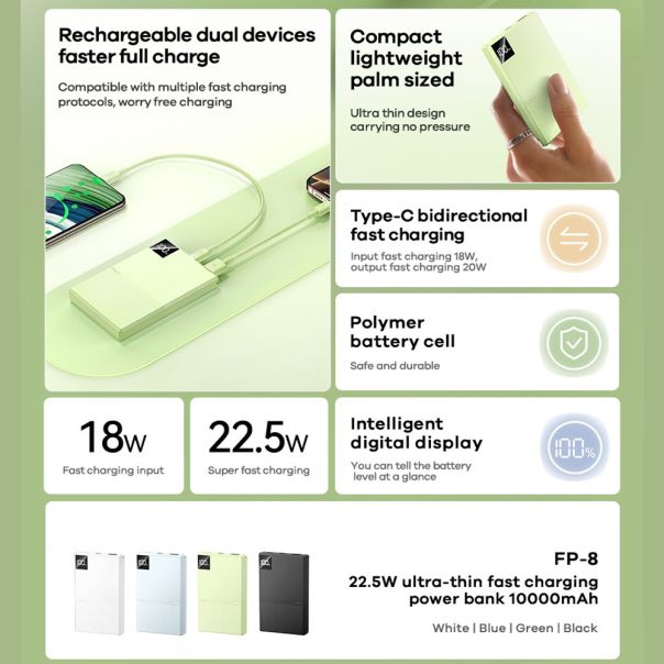 REMAX Power bank FP-8 22.5W 10000mAh, bela - BAT2668