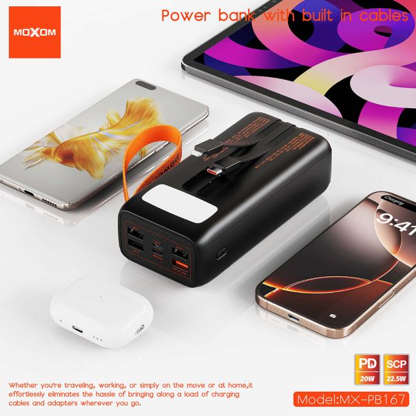 MOXOM Power bank MX-PB167, 30000mAh, crna - BAT2670