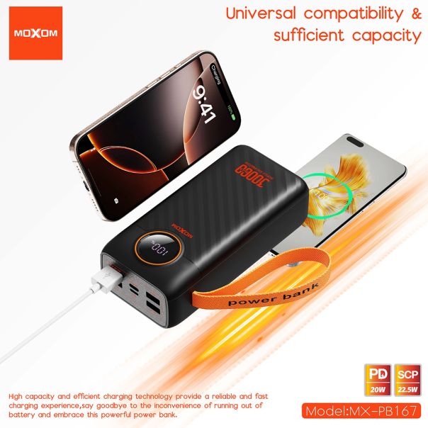 MOXOM Power bank MX-PB167, 30000mAh, crna - BAT2670