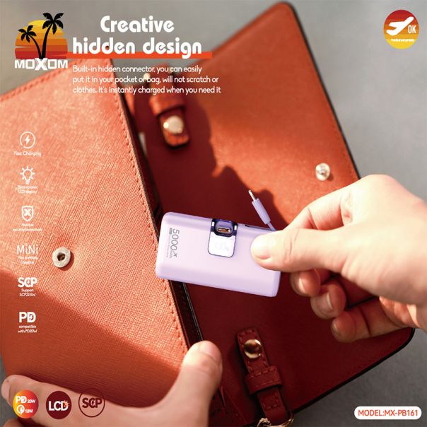 MOXOM Power bank MX-PB08 5000mAh, crna - BAT2676