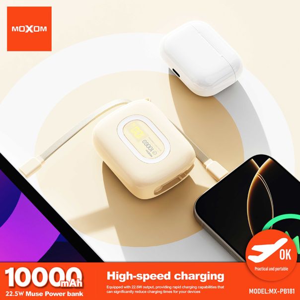 Power Bank Moxom MX-PB181 fast charging 22.5W 10000 mAh bez - EP2940838