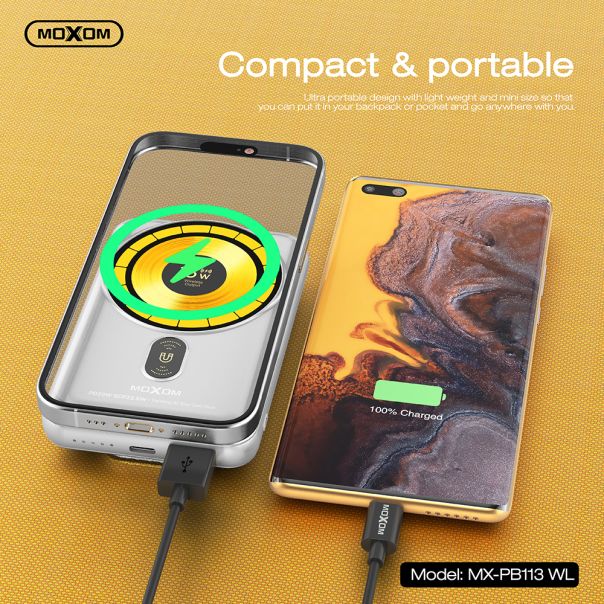 MOXOM Power bank MX-PB113 super fast PD20W QC15W SCP22.5W 10000mAh 5A, crna - BAT2695