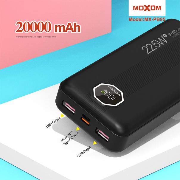 MOXOM Power bank MX-PB95 20000mAh SCP22.5W+PD20W, bela - BAT9184