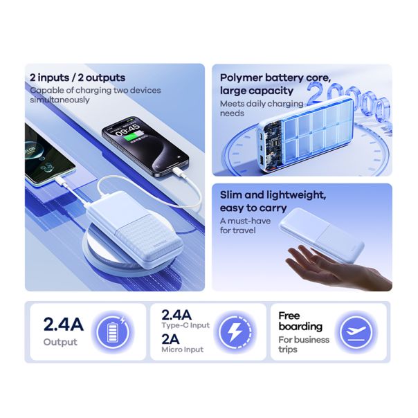 REMAX Power Bank Nowe RPP-26 20000mAh, bela - BAT9191