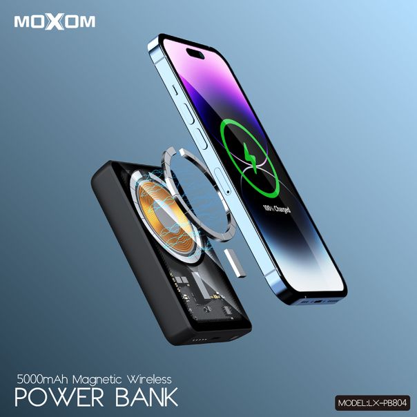 MOXOM Power bank MagSafe LX-PB804 LED SCP22.5+ PD20W 5000mAh, crna - BAT9363