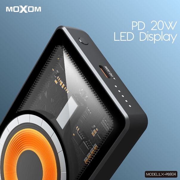 MOXOM Power bank MagSafe LX-PB804 LED SCP22.5+ PD20W 5000mAh, crna - BAT9363