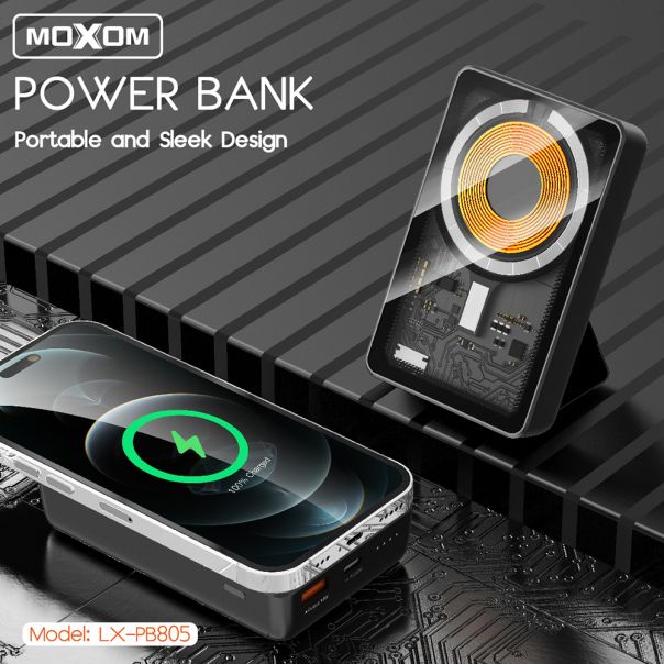 MOXOM Power bank MagSafe LX-PB805 LED SCP22.5+PD20W 10000mAh, bela - BAT9366