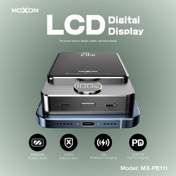 MOXOM Power bank MagSafe MX-PB111 LED PD20W 10000mAh - BAT9368