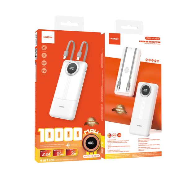 MOXOM Power bank  10000mAh 2.4A MX-PB138, bela - BAT9375