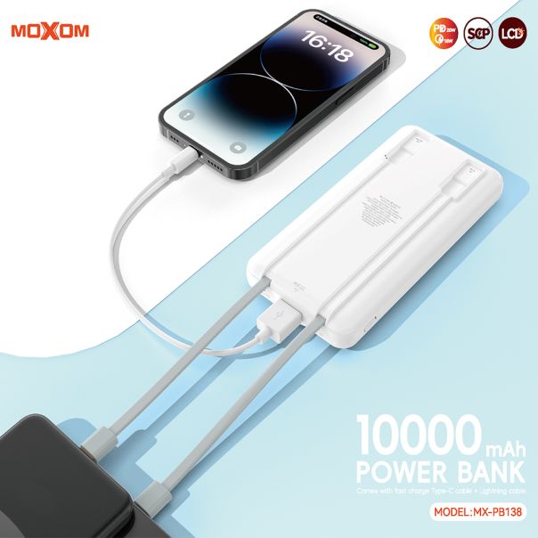 MOXOM Power bank  10000mAh 2.4A MX-PB138, bela - BAT9375