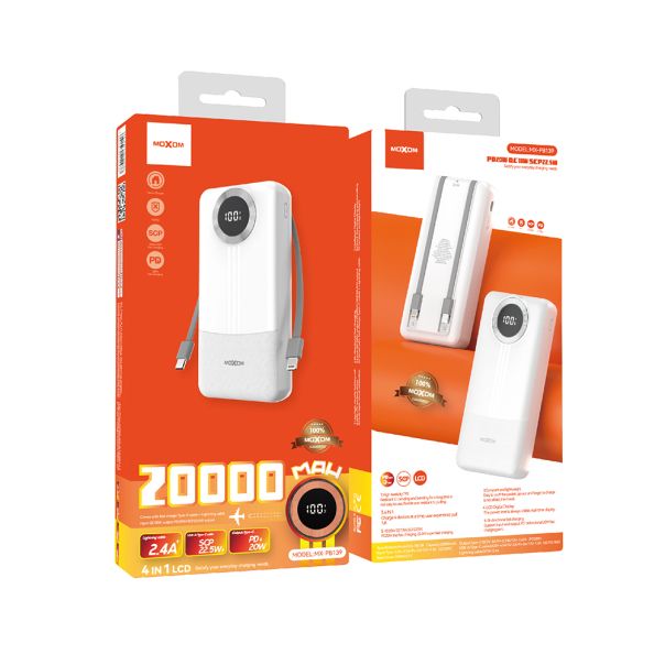 MOXOM Power bank 20000mAh SCP 22.5W+ PD20W 2.4A MX-PB139, bela - BAT9381