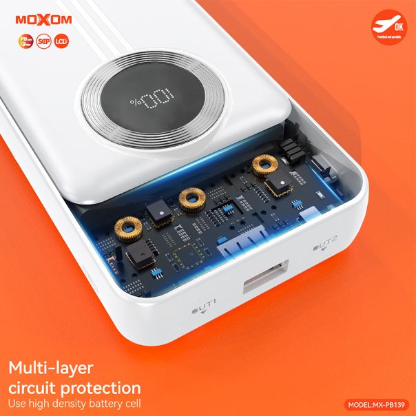 MOXOM Power bank 20000mAh SCP 22.5W+ PD20W 2.4A MX-PB139, bela - BAT9381