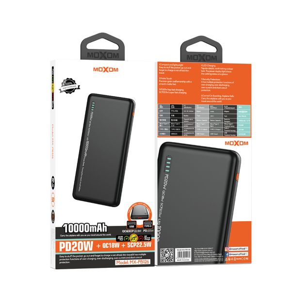 MOXOM Power bank 10000mAh 2.4A MX-PB126, crna - BAT9388