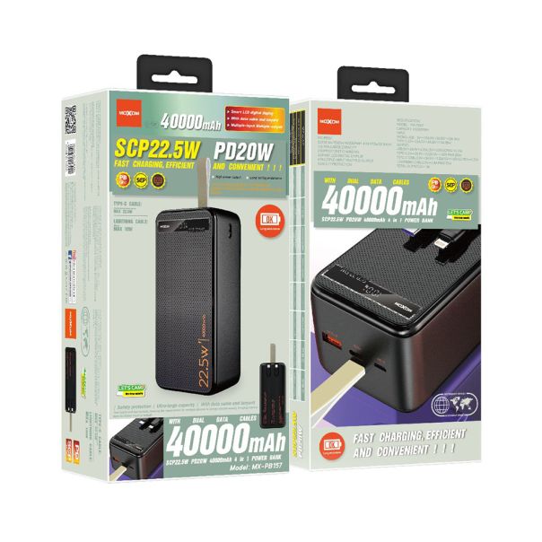 MOXOM Power bank MX-PB157 20W PD+22.5W 2.4A QC 40000mAh 3A - BAT9395