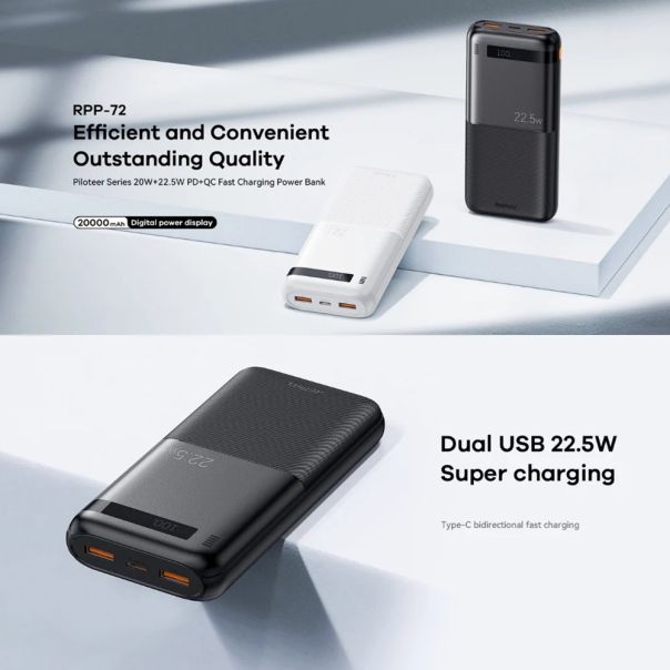 Power Bank REMAX Piloteer 20W PD+22.5W QC 20000mAh RPP-72 beli - EP2943947