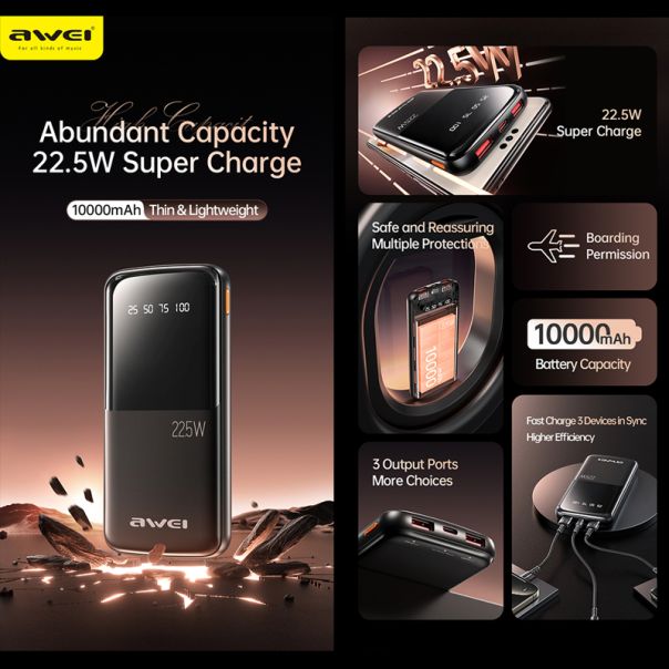 AWEI Power bank P10K 10000mAh, crna - BAT9418