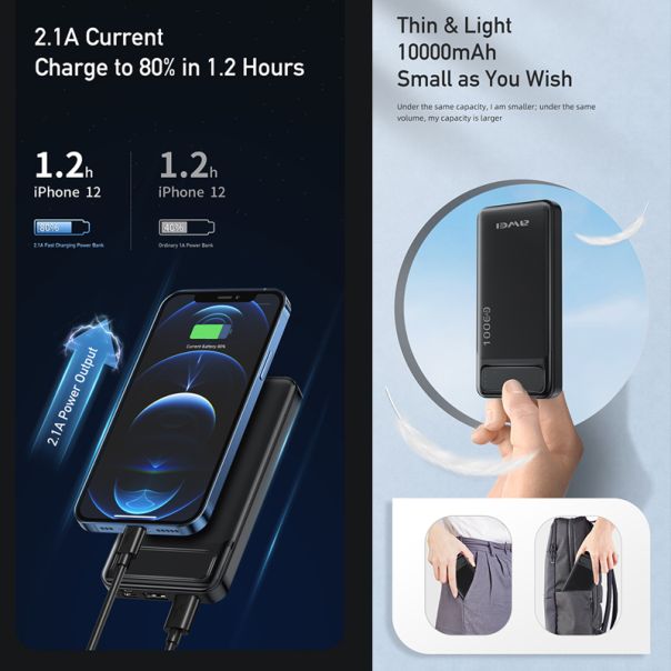 AWEI Power bank P5K 10000mAh, crna - BAT9420