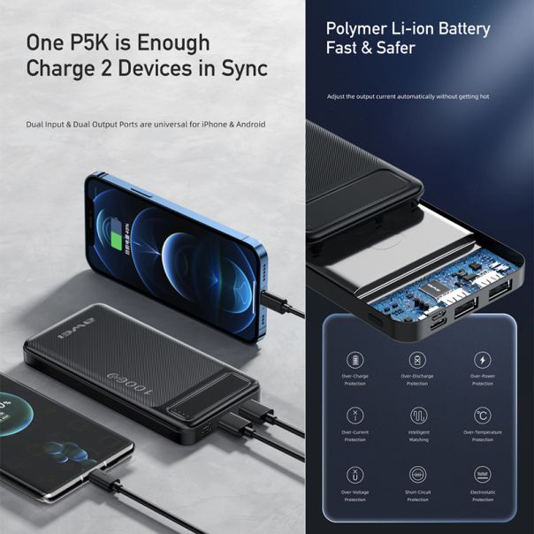 AWEI Power bank P5K 10000mAh, crna - BAT9420