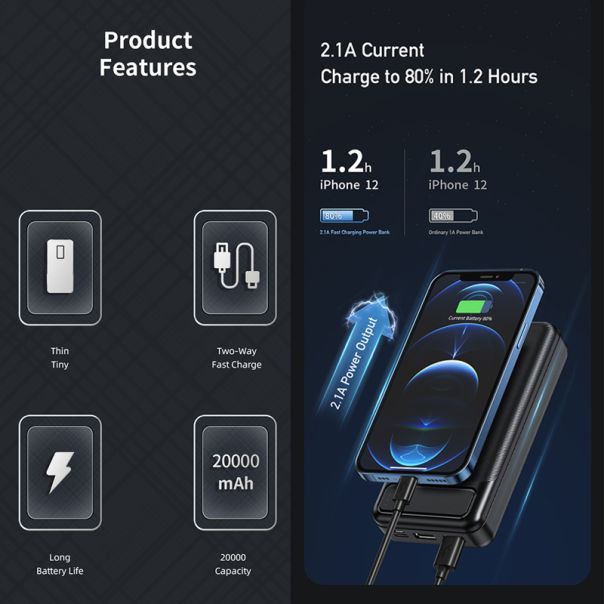 AWEI Power bank P6K 20000mAh, crna - BAT9421