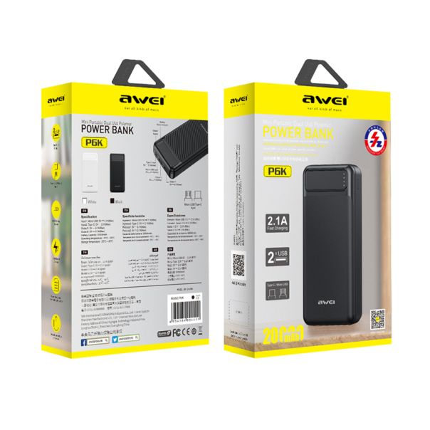 AWEI Power bank P6K 20000mAh, crna - BAT9421
