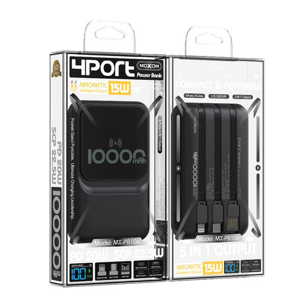 MOXOM Power Bank PB106 WL magnet + kabl SCP22.5W + PD20W Super Fast 10000mAh - BAT9422