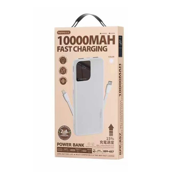 REMAX Power Bank Rellaen Series RPP-657 brzo punjenje 10000mAh 2.4A, bela - BAT9424