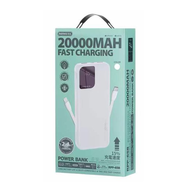 REMAX Power Bank Rellaen Series RPP-658 brzo punjenje 20000mAh 2.4A, bela - BAT9429