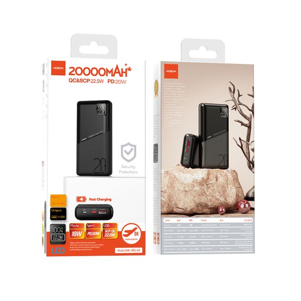 MOXOM Power bank MX-PB164, PD20W+ QC22.5W, 20000mAh - BAT9435