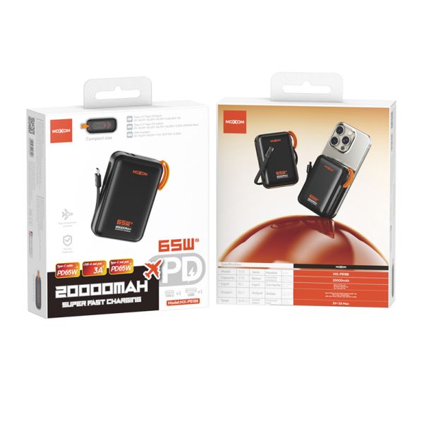 MOXOM Power Bank MX-PB188, Type C 20000mAh, crna - BAT9441