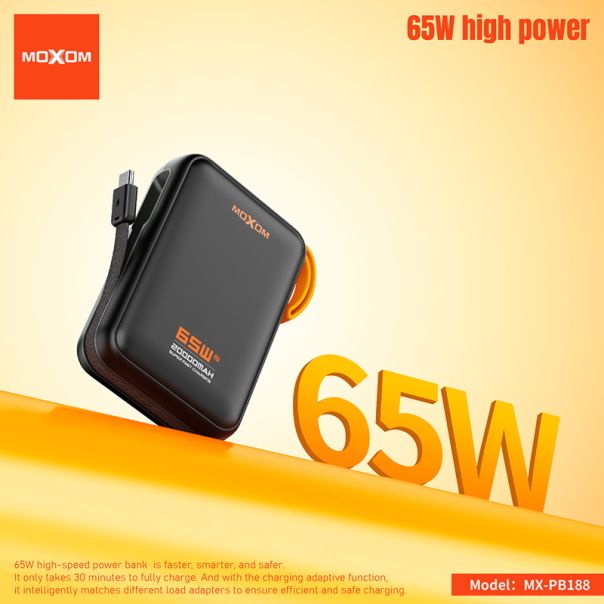 MOXOM Power Bank MX-PB188, Type C 20000mAh, crna - BAT9441