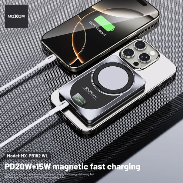 MOXOM Power Bank MX-PB182 360 Rotate 5000mAh, crna - BAT9442