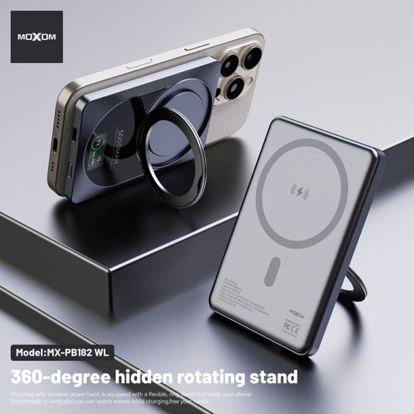 MOXOM Power Bank MX-PB182 360 Rotate 5000mAh, crna - BAT9442
