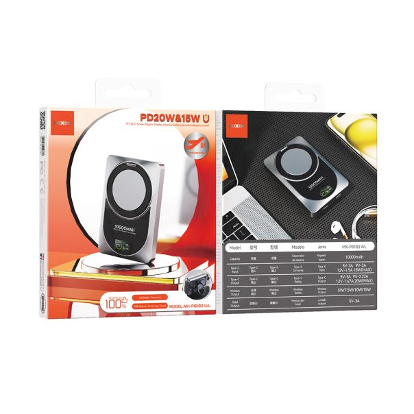 Power Bank Magsafe Moxom MX-PB183 360 Rotate PD20W+15W magnetic fast 10000mAh crni - EP2939450