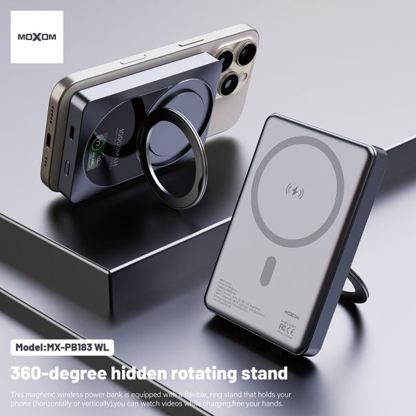 Power Bank Magsafe Moxom MX-PB183 360 Rotate PD20W+15W magnetic fast 10000mAh crni - EP2939450