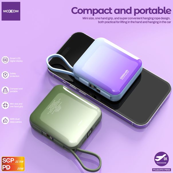 MOXOM Power bank 10000mAh MX-PB155, zelena - EP2756978