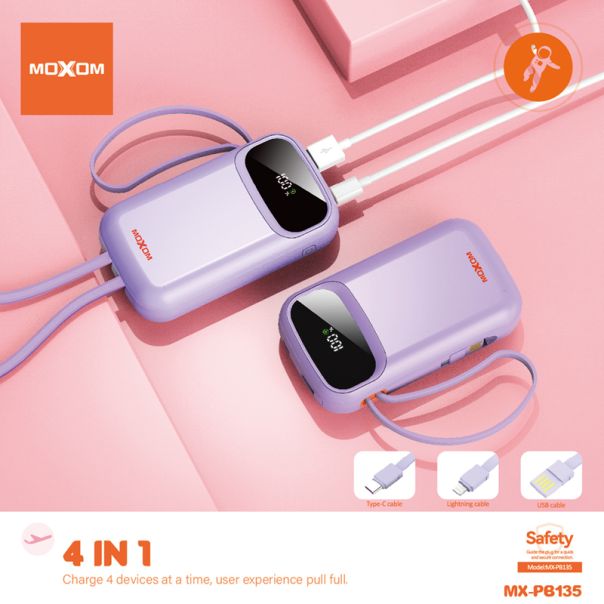 MOXOM Power Bank MX-PB135 fast 20000mAh QC22.5W+ PD20W 2.4A, ljubičasta - BAT9489