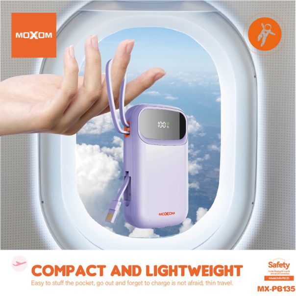 MOXOM Power Bank MX-PB135 fast 20000mAh QC22.5W+ PD20W 2.4A, ljubičasta - BAT9489