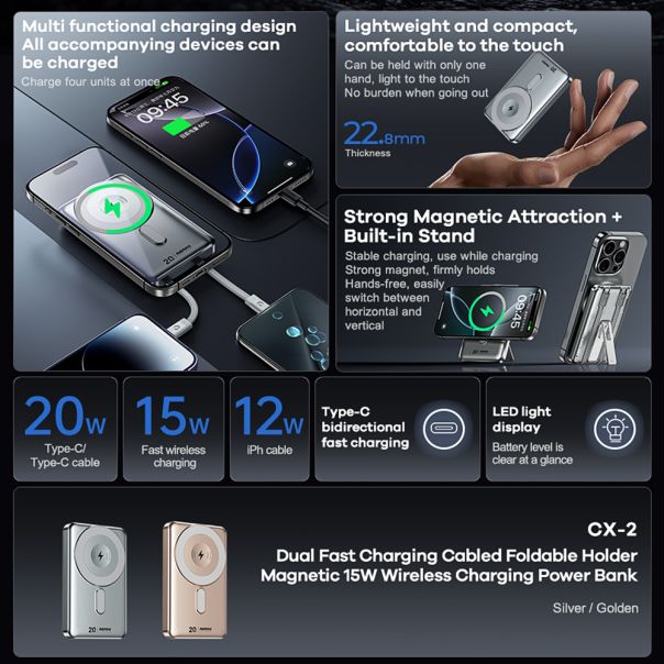 Power Bank Magsafe REMAX CX-2 15W 10000mAh srebrni - EP2939401