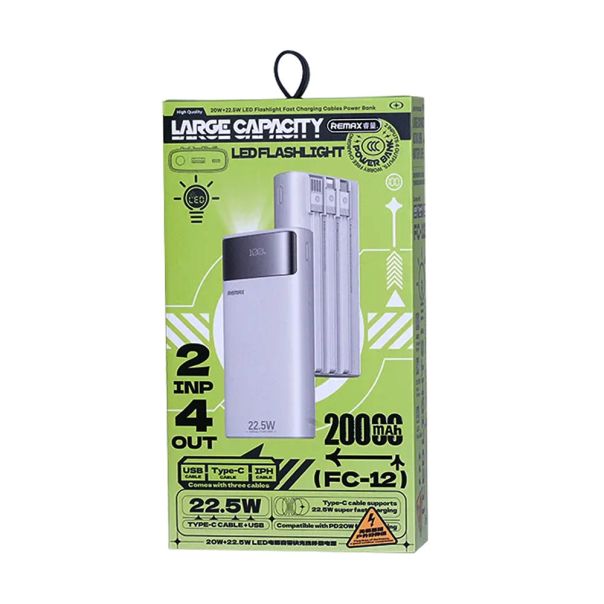 Power Bank REMAX FC-12 LED Flashlight PD 20W + QC 22.5W 20000mAh beli - EP2939380