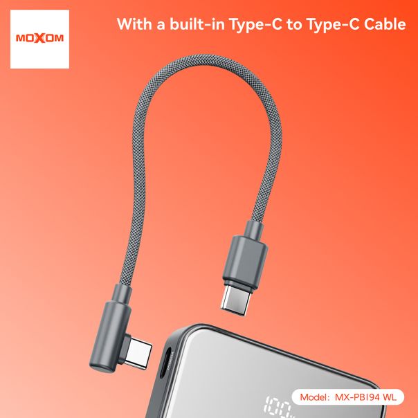 Power Bank Magsafe Moxom MX-PB194 fast charge 22.5W + wireless 15W type C 10000mAh srebrni - EP2941945