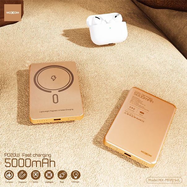 Power Bank Magsafe Moxom MX-PB172 SCP 22.5W + PD 20W 5000mAh zlatni - EP2939861