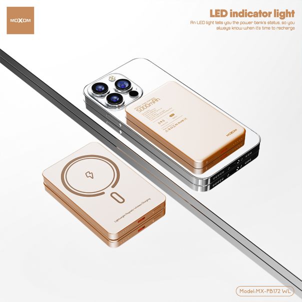 Power Bank Magsafe Moxom MX-PB172 SCP 22.5W + PD 20W 5000mAh zlatni - EP2939861