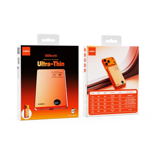 Power Bank Magsafe Moxom MX-PB196 PD 20W + QC 22.5W + wireless 15W 5000mAh narandzasti - EP2941960