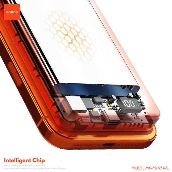 Power Bank Magsafe Moxom MX-PB197 PD 20W + QC 22.5W + wireless 15W 10000mAh narandzasti - EP2944629