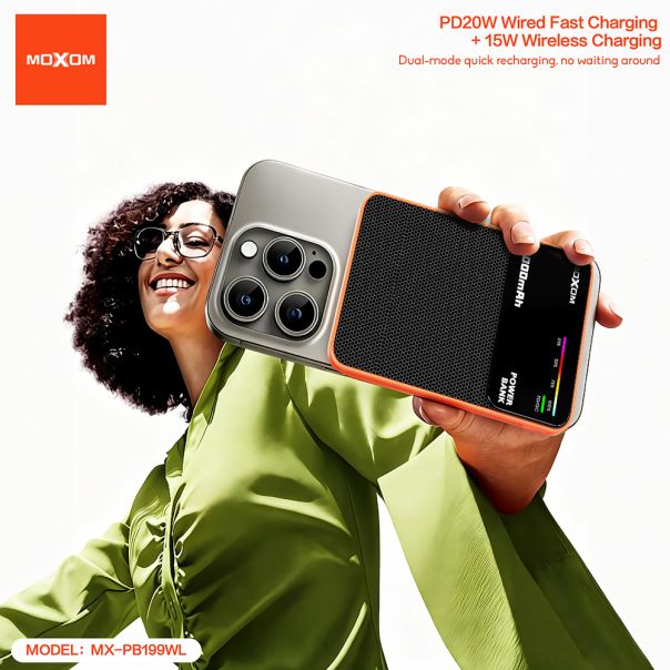 Power Bank Magsafe Moxom MX-PB199 fast PD 20W + wireless 15W Type C - Type C 5000mAh narandzasti - EP2943442