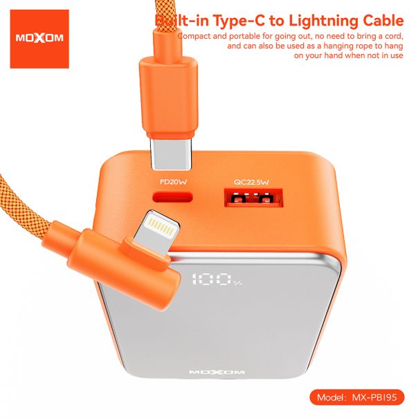 Power Bank Moxom MX-PB195 Mini fast 22.5W Type C - lightning 10000mAh sivi - EP2939867