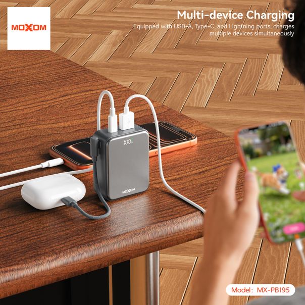 Power Bank Moxom MX-PB195 Mini fast 22.5W Type C - lightning 10000mAh sivi - EP2939867