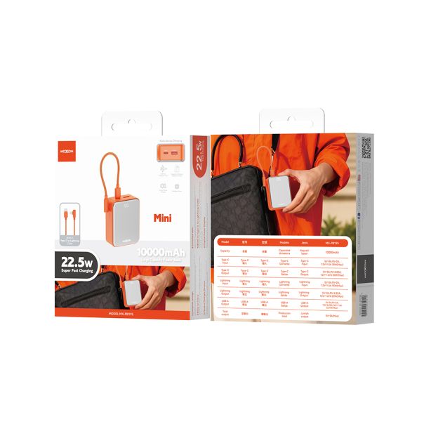 Power Bank Moxom MX-PB195 Mini fast 22.5W Type C - lightning 10000mAh narandzasti - EP2939864