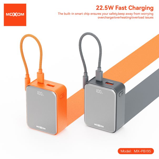 Power Bank Moxom MX-PB195 Mini fast 22.5W Type C - lightning 10000mAh narandzasti - EP2939864